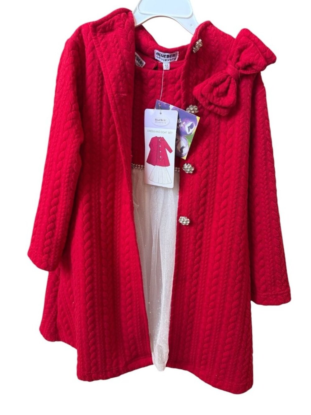Blueberi Boulevard Dress & Coat Size 6X Winter Holiday Christmas Set Red *T4
